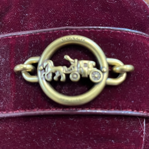 Coach Burgundy Velvet Mules with Gold Accent - Picture 2 of 8